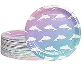 Disposable Plates - 80-Count Paper Plates, Dolphin Party Supplies for Appetizer, Lunch, Dinner, and Dessert, Kids Birthdays, 9 inches in Diameter