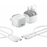 Belkin 20W Compact USB C Charger Block, 2 Pack, Fast Charging for Travel | PD 3.1, Travel Charger, iPad, iPhone 17, Samsung Galaxy, Pixel, AirPods, Apple Watch, Foldable Prongs, 3.3 ft Cables Included