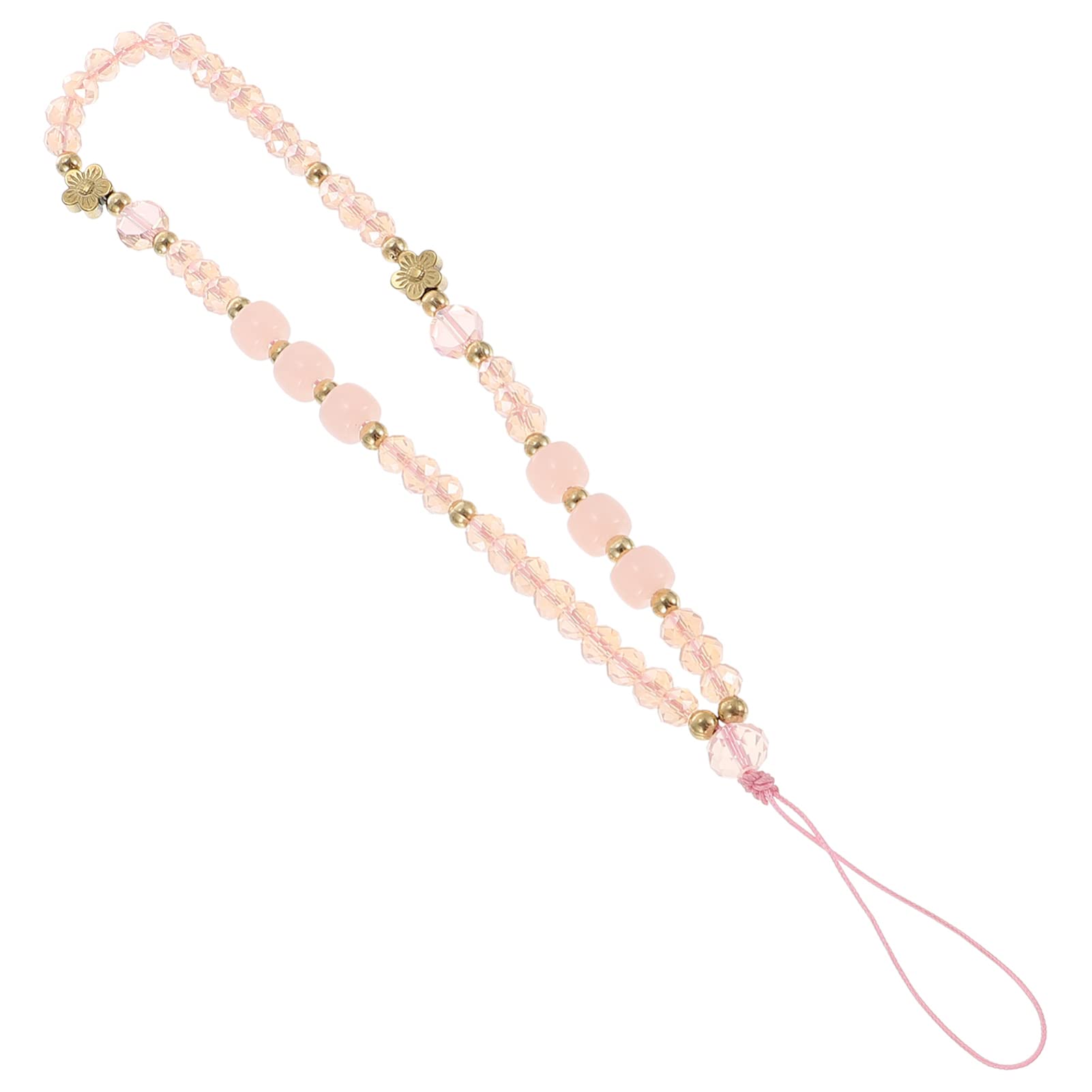 ULDIGI Beaded Mobile Phone Chain Pink Wrist Strap Lightweight Decorative Phone Charm Lanyard Anti-Lost Accessory for Phones Id Cards Cameras