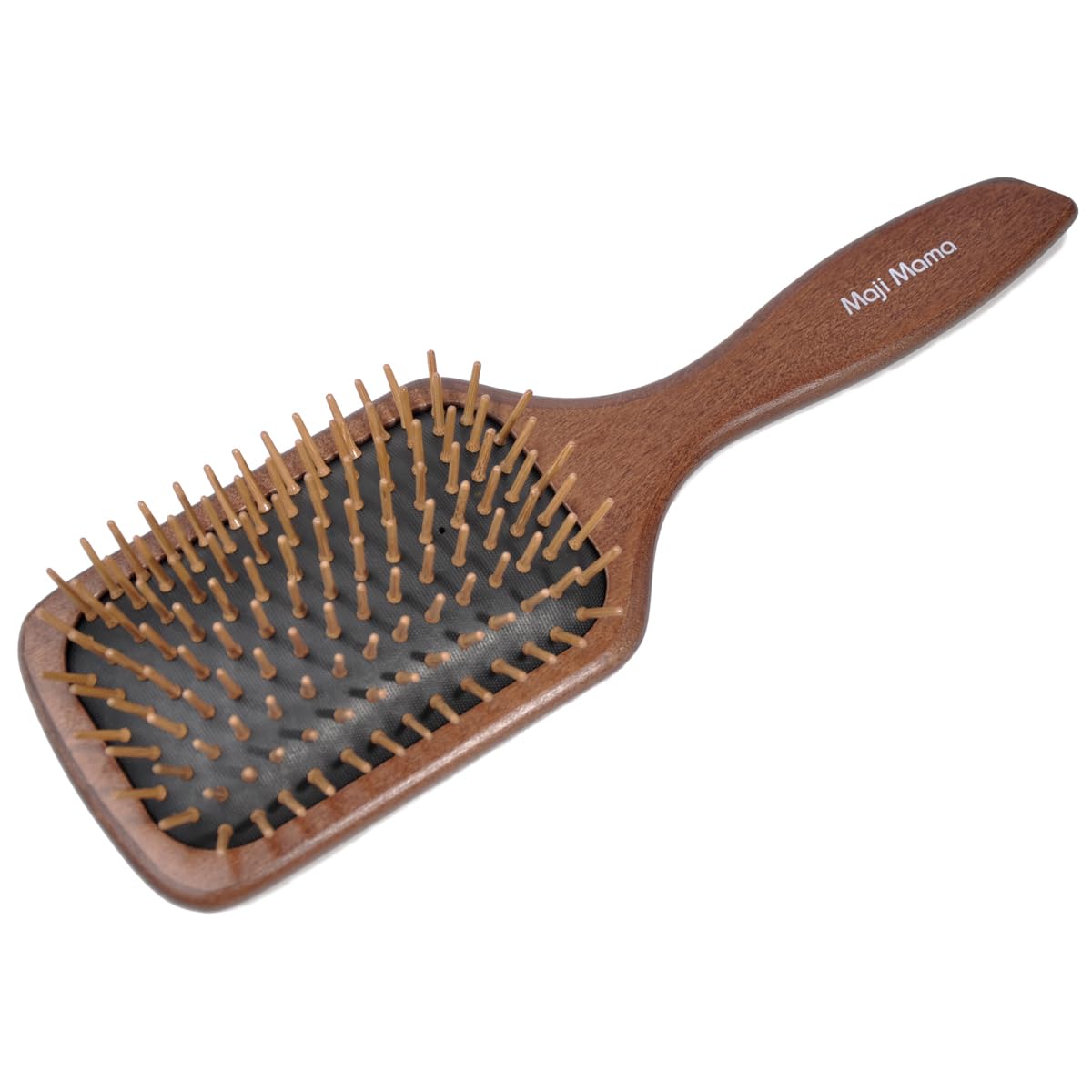 Handmade Wooden Cushion Hair Brush for Women Men Hairbrush with Bamboo Pins Massage Scalp & Detangling for Curly Thick Long Fine Dry Wet Hair (Paddle Shape)