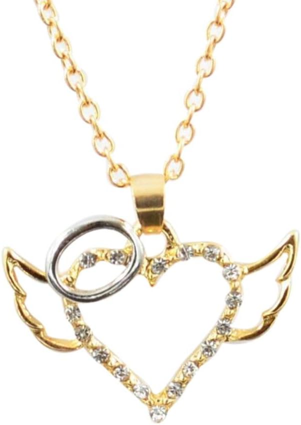 Women's Necklace Pendant,Lavany Vintage Necklaces Long Chain Plated Angel Wings Heart Pendant Jewelry Gifts for Women Girls (Gold)