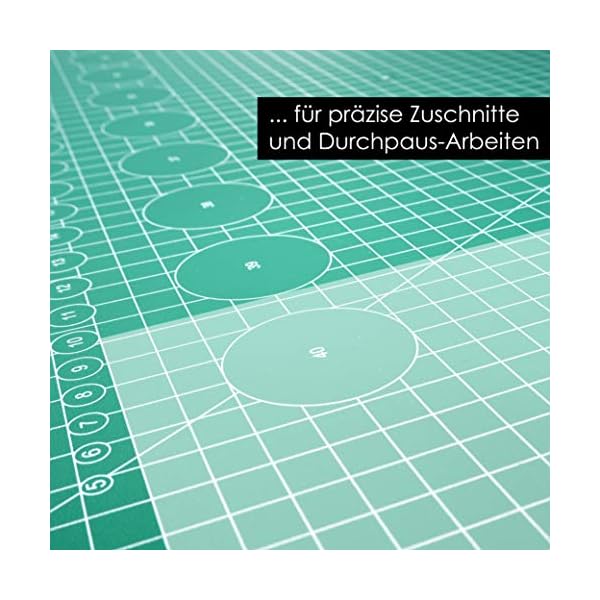 OfficeTree Schneidematte A2 - GrÃ¼n - mit beidseitigen Rastern und Markierungen - Bastelunterlage 60x45 als NÃ¤hen ZubehÃ¶r - Auch als Schneideunterlage und Malunterlage – Bild 6