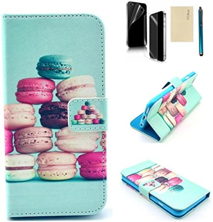 For iPhone 6 6s Case 4.7inch YCAun Wallet Flip Folio Cute PU Leather Stand Slim Fit Case With Card Holder Pocket Stylus Screen Protector and Cleaning Cloth [Macarons Hamburger]