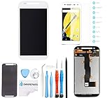 Omnirepairs-For White Motorola Moto E2 (2nd Gen) LCD Display + Glass Digitizer Touch Screen Assembly Replacement + Precut Adhesive + Screen Protector + Tools (White)