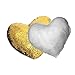 Mermaid Throw Pillows,Two-color Reversible Sequins Mermaid Heart-Shaped Pillow Cover with Insert 13''×15'' (Pink+Gold)