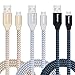 Flat USB Cable, iSeekerKit 6ft Fast Micro USB Charger Nylon Braided USB 2.0 A Male to Micro B Fast Charger Cable Cord for Samsung Galaxy Note, HTC, LG, Moto, Android Smartphone