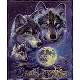 Dawhud Direct Celestial Wolf Fleece Blanket - 50 x 60-Inch Soft Plush Throw Wolf for Bed, Sofa, or Outdoor Use - Cozy Animal Print Blanket and Thoughtful Gifts for Women, Men, and Kids