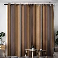 AGONIU Thermal Insulated Blackout Curtains,Abstract Retro Vertical Striped Background in Different Shades of Earthen Tones Image,Insulated with Grommet Curtains for Bedroom,W84x84L Tan and Brown