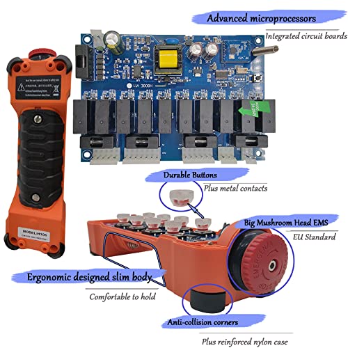 2 Transmitters 1 Receiver 24-264V Wireless Crane Remote Control Industrial Radio Remote Control Crane Lifting Crane Crane Gantry Crane 12 Channel Transmitter Receiver