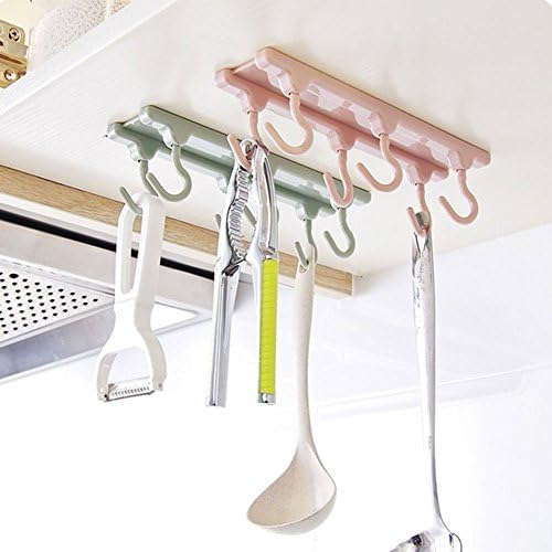 SRHOME 2 Pack 6 Hook Under Shelf,Table,Wardrobe,Cabinet--Kitchen Supplies Mugs Cups Wine Glasses Storage Drying Holder Rack,Cabinet Hanging Organizer Rack-No Traces Self Adhesive or Screw