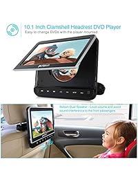 CALABAZA Reproductor de DVD con reposacabezas de 10.1 pulgadas para el automóvil con auriculares, entrada HDMI compatible, video 1080P, entrada de AV, región libre, USB SD, última memoria