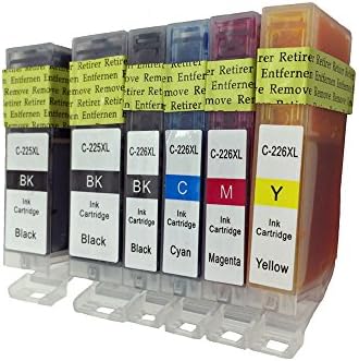 Esmezon 6 Pack Compatible Ink Cartridge Replacement For Canon PGI-225 & CLI-226 (2BX,1B,1C,1M,1Y) Compatible With Canon PIXMA MX892 MG5120 MG5320 MG6120 MG5220 MG8120 iP4820 iP4920 iX6520