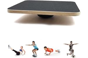 Stanz (TM) Non-Slip Wooden Wobble Balance Board Core Trainer 40 X 30 CM / 16" X 12" Rectangluar with 360 Rotation for Carving