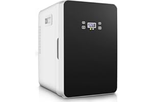 Homdox Mini Fridge, 20L Compact Skincare Fridge, 60W Portable Cooling and Heating Refrigerator for Skincare, Foods, Medications, Bedroom, Office & Car, black