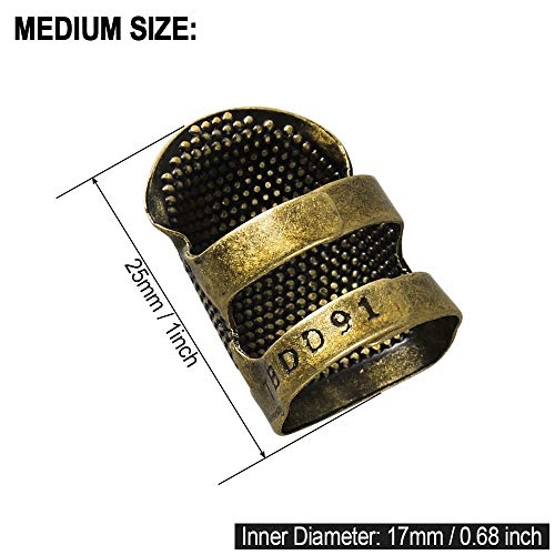 5 Pcs Sewing Thimble Finger Protector Adjustable Fingertip Thimble for Needlework Embroidery DIY Craft Tools (Medium) - Thumbnail 2