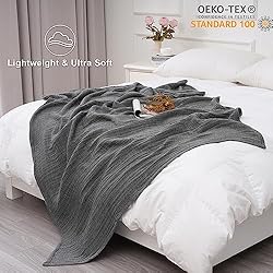 PHF 100% Cotton Muslin Throw Blanket 50" x