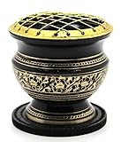 govinda -Tall Decorated Brass Charcoal Screen Incense Burner