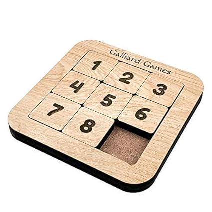 Galliard Games Number Slide Fifteen Puzzle, Non-Interlocked Pieces (3x3)