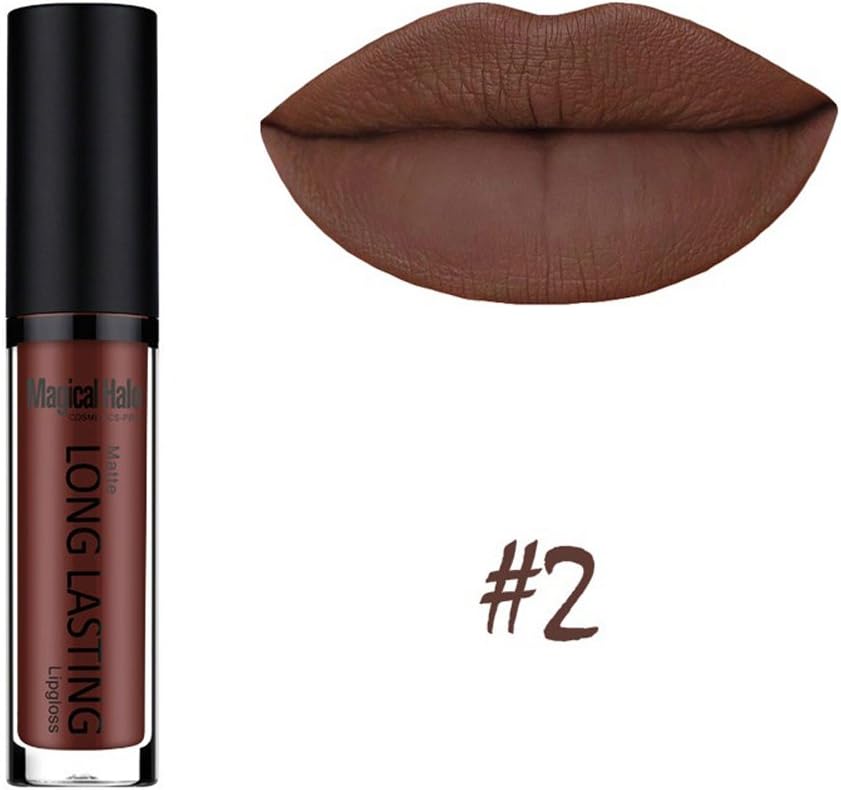 Matte Liquid Lip Gloss Womens Colorful Long Lasting Lipstick Makeup Lipgloss 0.21 Ounce
