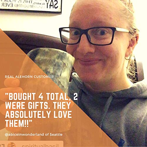 AleHorn Drinking Horn Tumbler Genuine Handcrafted 16oz Natural Finish Mug Ale Beer Wine Goblet Game of Thrones Tankard Medieval Burlap Gift Rustic Cup Vikings Accessories - Thumbnail 4