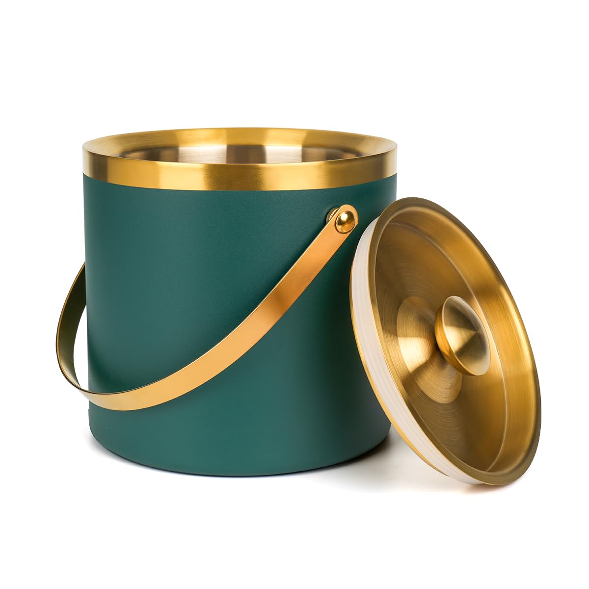 Photo 1 of ***MISSING TOP PART****3L Double-Wall Insulated Stainless Steel Ice Bucket with scoop for Cocktail Bar - Metal Ice Bucket for freezer with Lid for parties,Camping,and More!champagne bucket,bar cart accessories