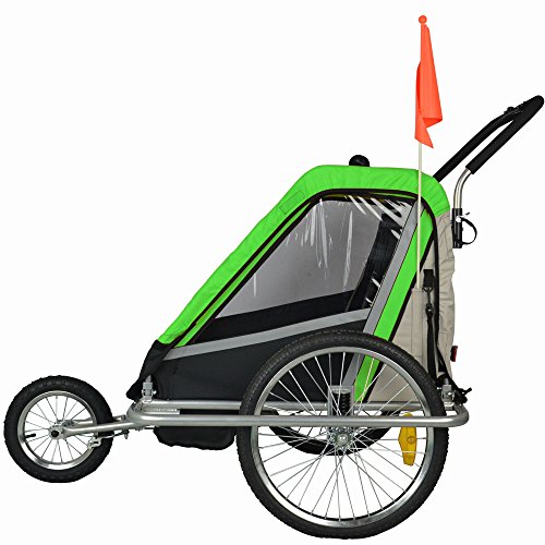 Suspension Children Bicycle Trailer & Jogger Combo Green 50304。 - Thumbnail 2