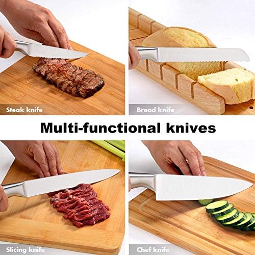 Knife Set, HOBO 14Piece Kitchen Knife Set with Block Wooden, Self