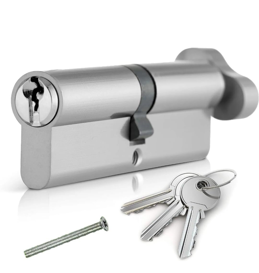 Chrome 50T/50 Thumb Turn Euro Cylinder Lock 100MM Euro Door Barrel Lock with 3 Keys Anti-Bump, Anti-Pick Door Lock High Security for Wooden, UPVC and Composite Doors.