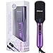 Kirecoo Hair Straightener Brush Ceramic Heating Digital Hair Straightening Brush Adjustable Temperature (Purple)