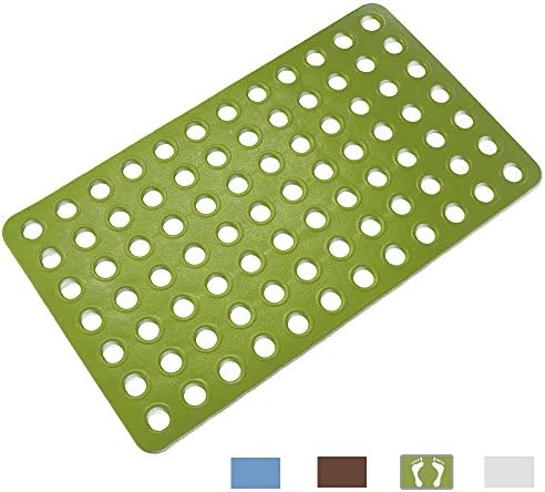 Colorful Star Non-Slip TPE Bathtub Mat with Big Drain Holes & Suction Cups Machine Washable Bath Shower Mats for Bathroom Square 27 x 15 Inch Green