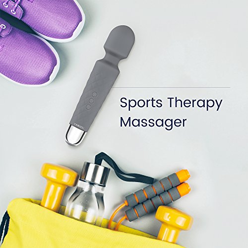 Cordless Wand Massager by Yarosi - Strongest Therapeutic Vibrating Power - Best Rated for Travel Gift - Magic Stress Away - Perfect for Muscle Aches and Personal Sports Recovery - USB - Mini - Grey - Thumbnail 4