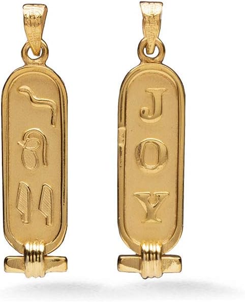Discoveries Egyptian Imports - Personalized Cartouche Necklace - available in 14K Gold, 18K Gold and Sterling Silver - 2-Sided Pendant - Handmade in Egypt
