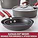 Rachael Ray Classic Hard Anodized Nonstick Frying Pan Set / Fry Pan Set / Hard Anodized Skillet Set - 9.25 Inch and 11.5 Inch, Gray with Red Handles