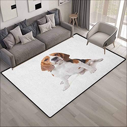 Indoor/Outdoor Rug,Beagle Beagle Dog Posing Loving Puppy Furry Friend Companion Domestic Animal,Anti-Slip Doormat Footpad Machine Washable,5'10"x6'10", Cinnamon Black White