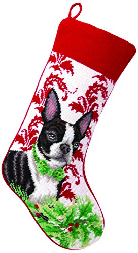Peking Handicraft Boston Terrier Needlepoint Stocking 11X18
