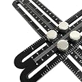 Multi Angle Ruler | Universal Angularizer Ruler | Template Tool [Black Premium Aluminum Edition] by Plus1Creations - Metal Angleizer for Designing and Crafting Projects - Measuring Building and Layout