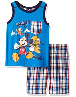 Boys' 2 Piece Mickey Muscle T-Shirt and Plaid Short Set