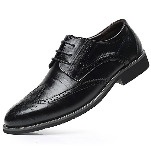 WEEN CHARM Men's Leather Dress Oxford Shoes Brogue Wing-Tip Lace up Modern Business Shoes