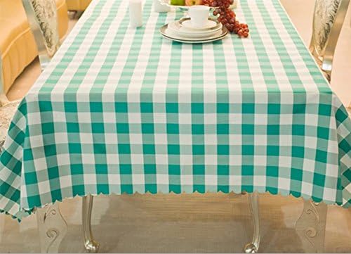 Fu Global Linen Tablecloth Check Rectangular Table Cloth Cover Green 60x120 inch