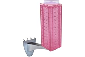 Azar Displays 700231-PNK 4" W x 4" D x 12" H Four-Sided Revolving Pegboard Display with Extension Rod in Translucent Pink