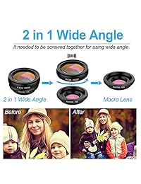 Apexel 6 en 1 kit de lentes de cámara para teléfono 16X Zoom Teleobjetivo universal + 198 ° Ojo de pez + 0.63X Ancho y 15X Macro + CPL y Filtro de estrellas con trípode   Clip para lente   Estuche con cremallera iPhone   Samsung   Teléfonos compatibles co