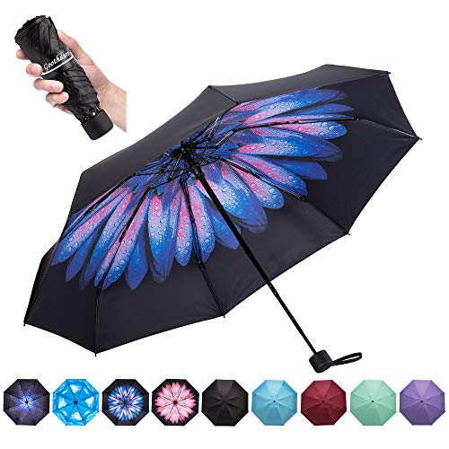 Goothdurs Travel Mini Umbrella - Compact Small Sun & Rain Windproof Umbrellas for Women Men with 95% Anti-UV Portable Lightweight Outdoor Parasol - Thumbnail 6