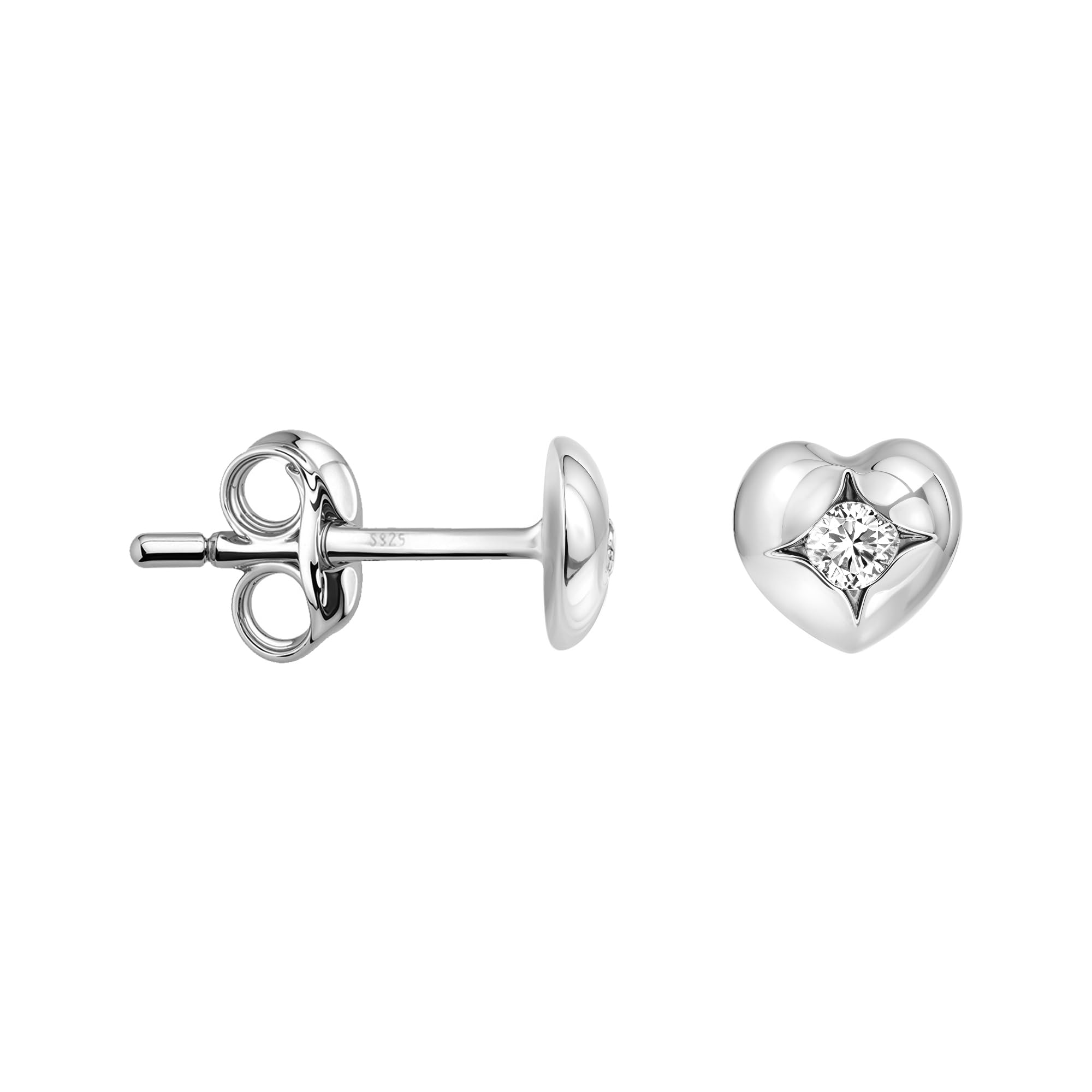 SOFIA MILANI - Women's Earrings 925 Silver - with Zirconia Stone - Heart Stud Earrings - 20603