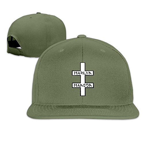 Unisex Marilyn Manson Double Cross Snapback Fit Flat Peak Hat Cap ForestGreen