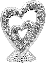 The Leonardo Collection LP46302 Silver Sparkle Double Heart Sculpture 17x6x23 cm view 1