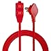 Cordinate Designer 3-Outlet Extension Cord, 2 Prong Power Strip, Extra Long 8 Ft Cable with Flat Plug, Braided Chevron Fabric Cord, Slide-to-Lock Safety Outlets, Bright Red, 39985 primary