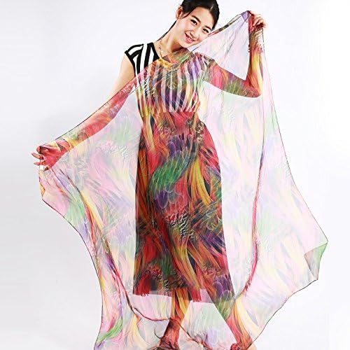 Luxury Silk Mix Microfiber Digital Painting Female Shawl Beach Dress Women Scarves Oversized 55*55 Inches (Orange)