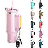 Frost Buddy Thicc Buddy - 40 oz Stainless Steel Vacuum Insulated Tumbler with Lid and Straw for Water - Travel Mug Cupholder Friendly - Gifts for Women Men Him Her (Pink Glitter)