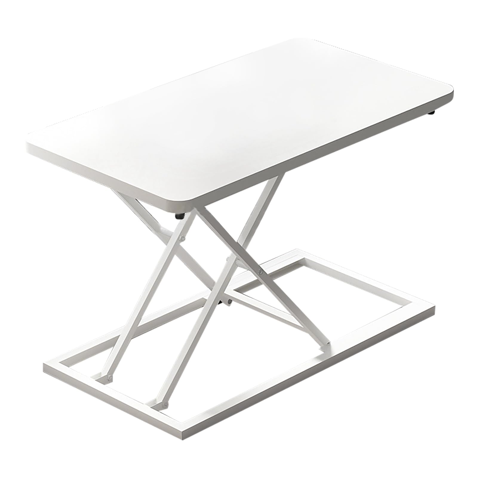 EVTSCAN Standing Desk Converter Height Adjustable Stand Up Desktop Riser Standing Computer Lift Table 7 Gears Folding Laptop Desk Elevating Frame Mobile Working Table(White)