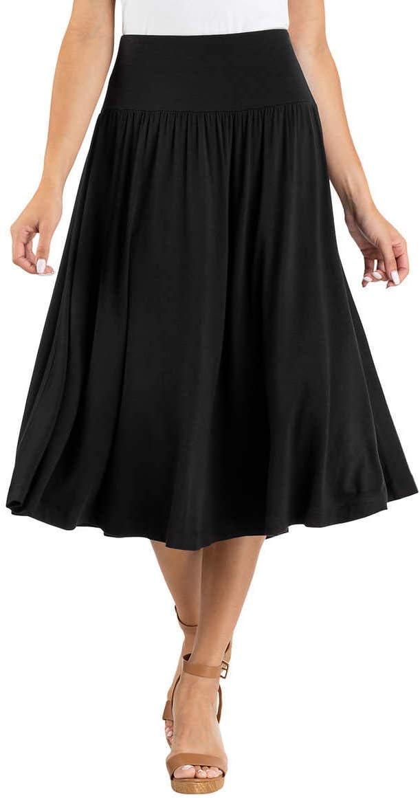 Hilary Radley Midi Length Skirt with Rounded Hem and Tummy Smoothing Features